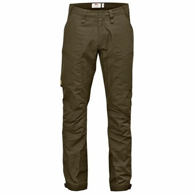 Men's Fjällräven Abisko Hiking Pants Dark Olive | 3296KHMNJ