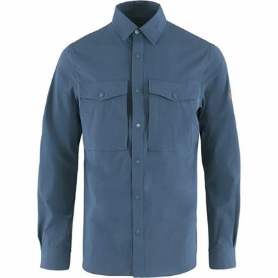 Men's Fjällräven Abisko Shirts Blue | 1547ERCWA