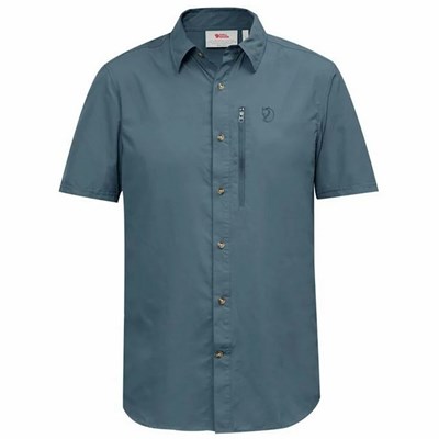 Men's Fjällräven Abisko Shirts Blue | 3146FUIEL