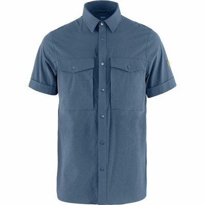 Men's Fjällräven Abisko Shirts Blue | 4138RDSHK