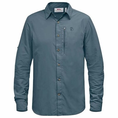 Men's Fjällräven Abisko Shirts Blue | 6471KDVSX