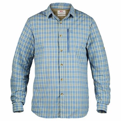 Men's Fjällräven Abisko Shirts Blue | 9680QSTIF