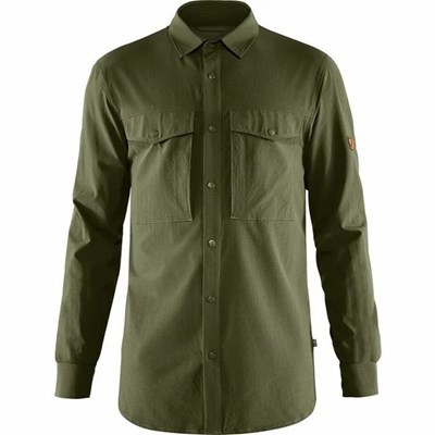 Men's Fjällräven Abisko Shirts Green | 6731MFANI