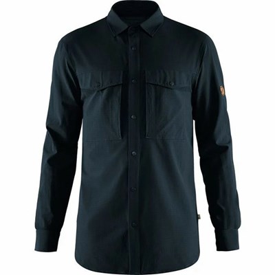 Men's Fjällräven Abisko Shirts Navy | 1426TGNIF