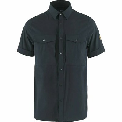 Men's Fjällräven Abisko Shirts Navy | 8742QSEUM