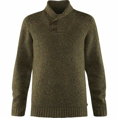 Men's Fjällräven Lada Sweater Dark Olive | 7893CUKNW