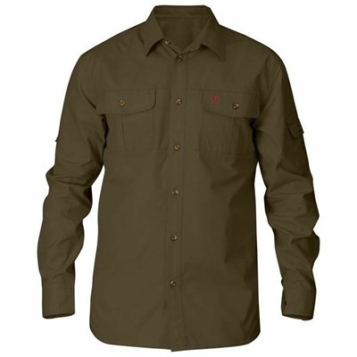 Men's Fjällräven Singi Shirts Dark Olive | 1704SLATD