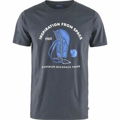 Men's Fjällräven Space T Shirts Navy | 9825RMBFX