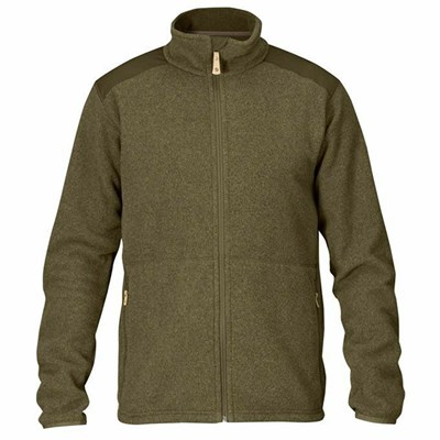 Men's Fjällräven Sten Fleece Dark Olive | 0213ENZMX