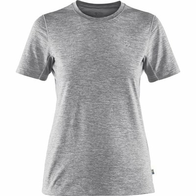 Women's Fjällräven Abisko T Shirts Grey | 0561OIAMU