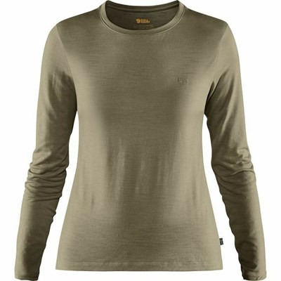 Women's Fjällräven Abisko T Shirts Light Olive | 5062PIDUS