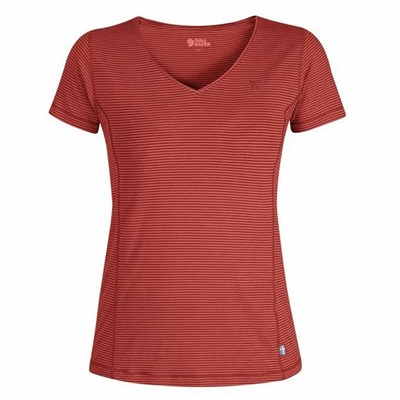 Women's Fjällräven Abisko T Shirts Red | 6592URLYG