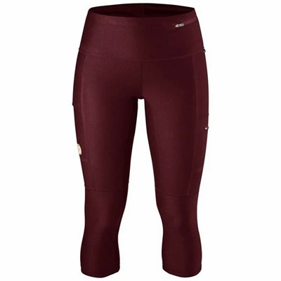 Women's Fjällräven Abisko Trekking Tights Red | 0325NJWET