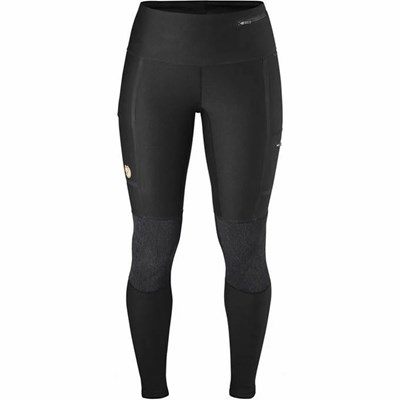 Women's Fjällräven Abisko Trekking Tights Black | 0684PYNDH