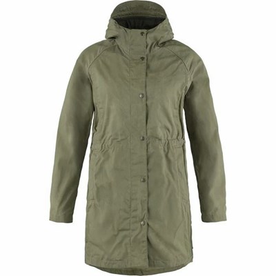 Women's Fjällräven Karla Winter Jacket Green | 5392DVJGN