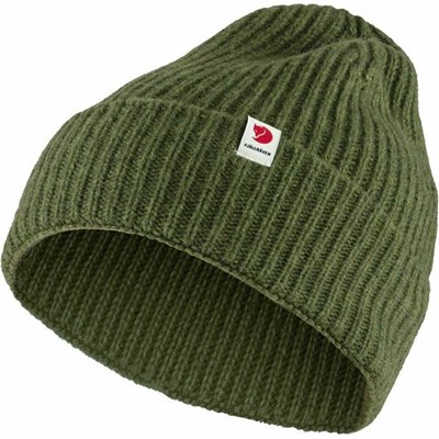 Women's Fjällräven Logo Beanies Green | 0523YPQKS