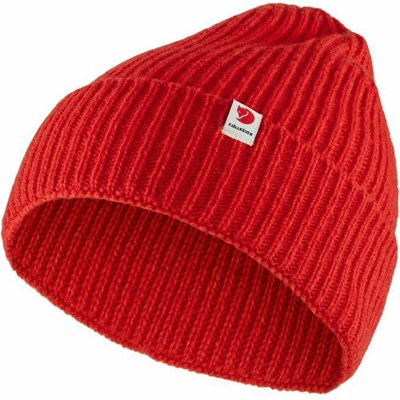 Women's Fjällräven Logo Beanies Red | 3056HIBAC