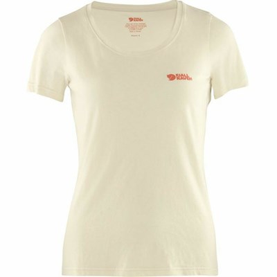 Women's Fjällräven Logo T Shirts White | 4319ZCVMF