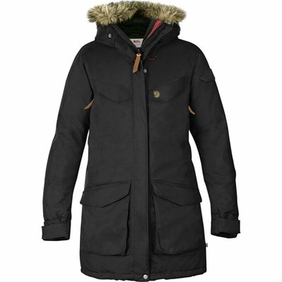 Women's Fjällräven Nuuk Parka Black | 5870XKFON