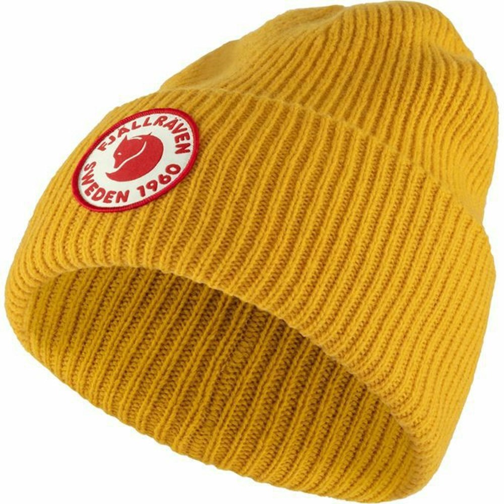 Men\'s Fjällräven 1960 Logo Beanies Yellow | 7102KSBAM