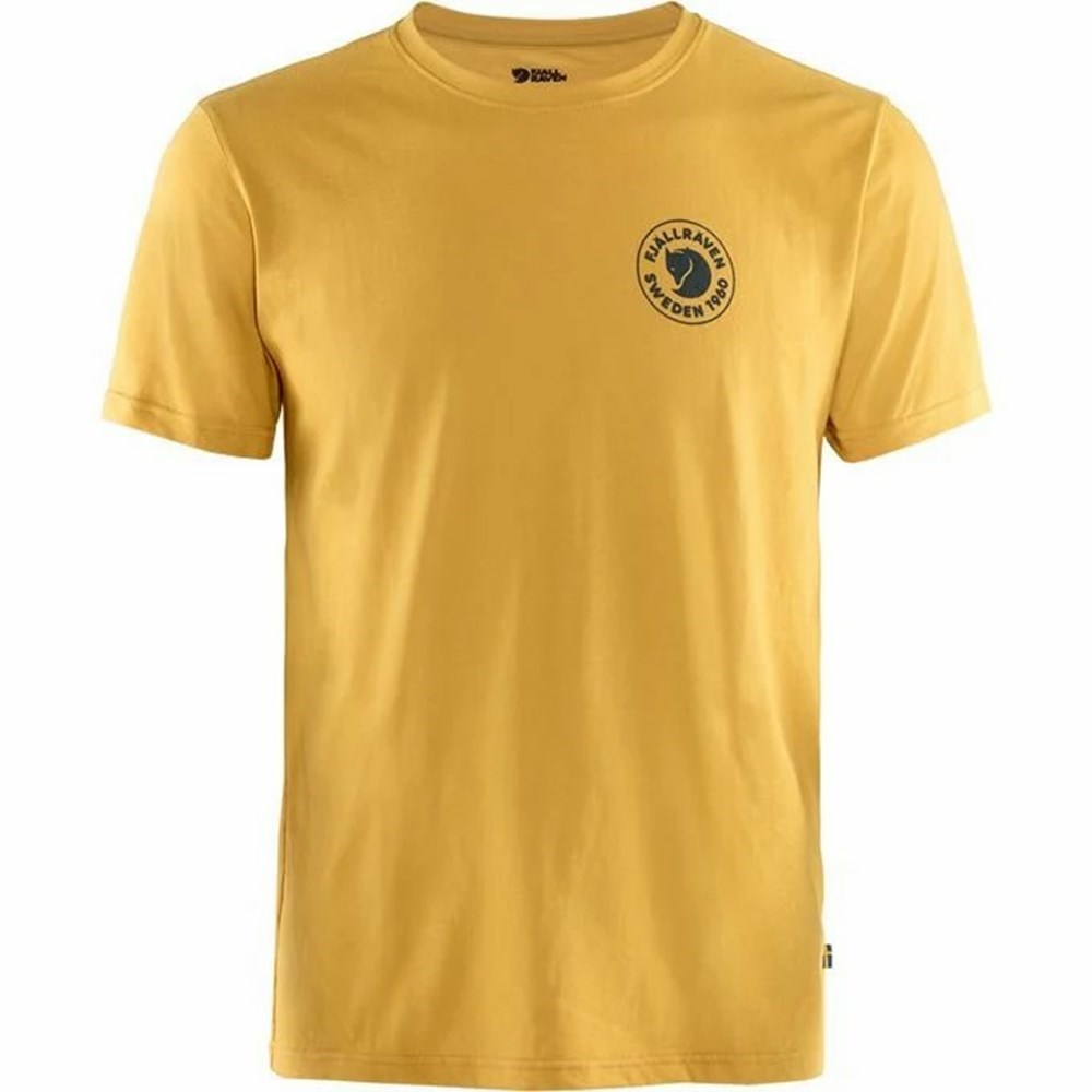 Men\'s Fjällräven 1960 Logo T Shirts Yellow | 4197FORIU