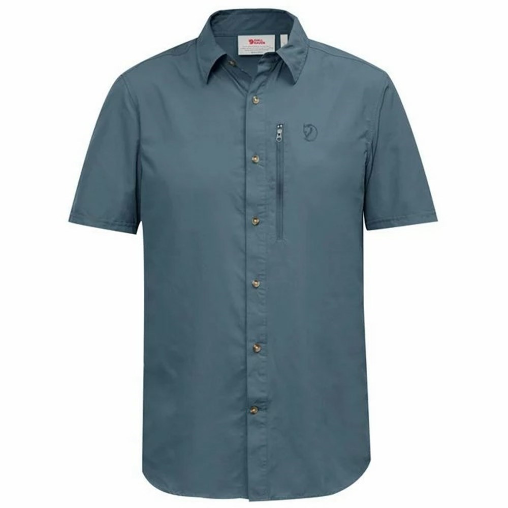 Men\'s Fjällräven Abisko Shirts Blue | 3146FUIEL