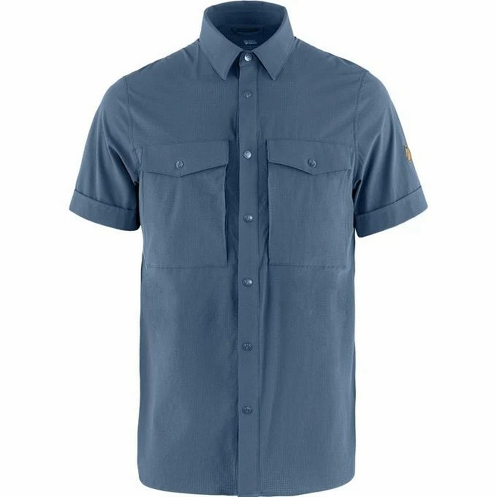 Men\'s Fjällräven Abisko Shirts Blue | 4138RDSHK