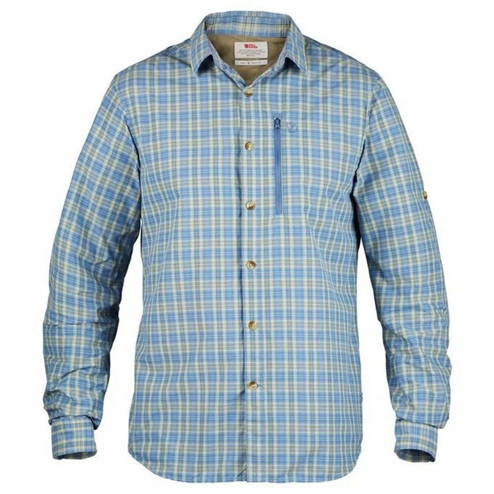 Men\'s Fjällräven Abisko Shirts Blue | 9680QSTIF