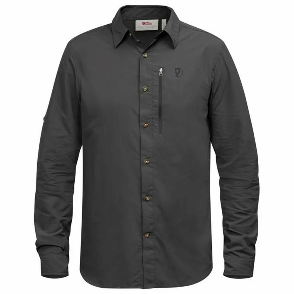 Men\'s Fjällräven Abisko Shirts Grey | 0861HJOXQ