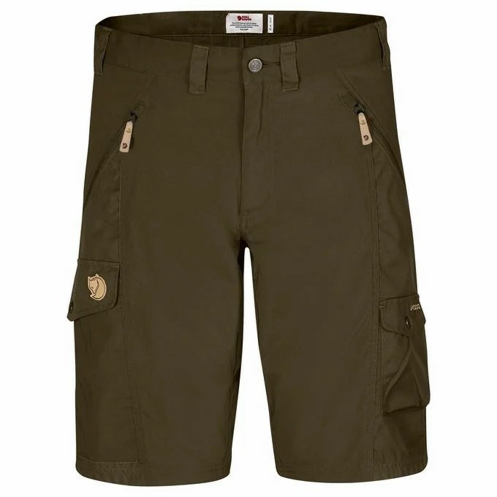 Men\'s Fjällräven Abisko Shorts Dark Olive | 9586OIALZ