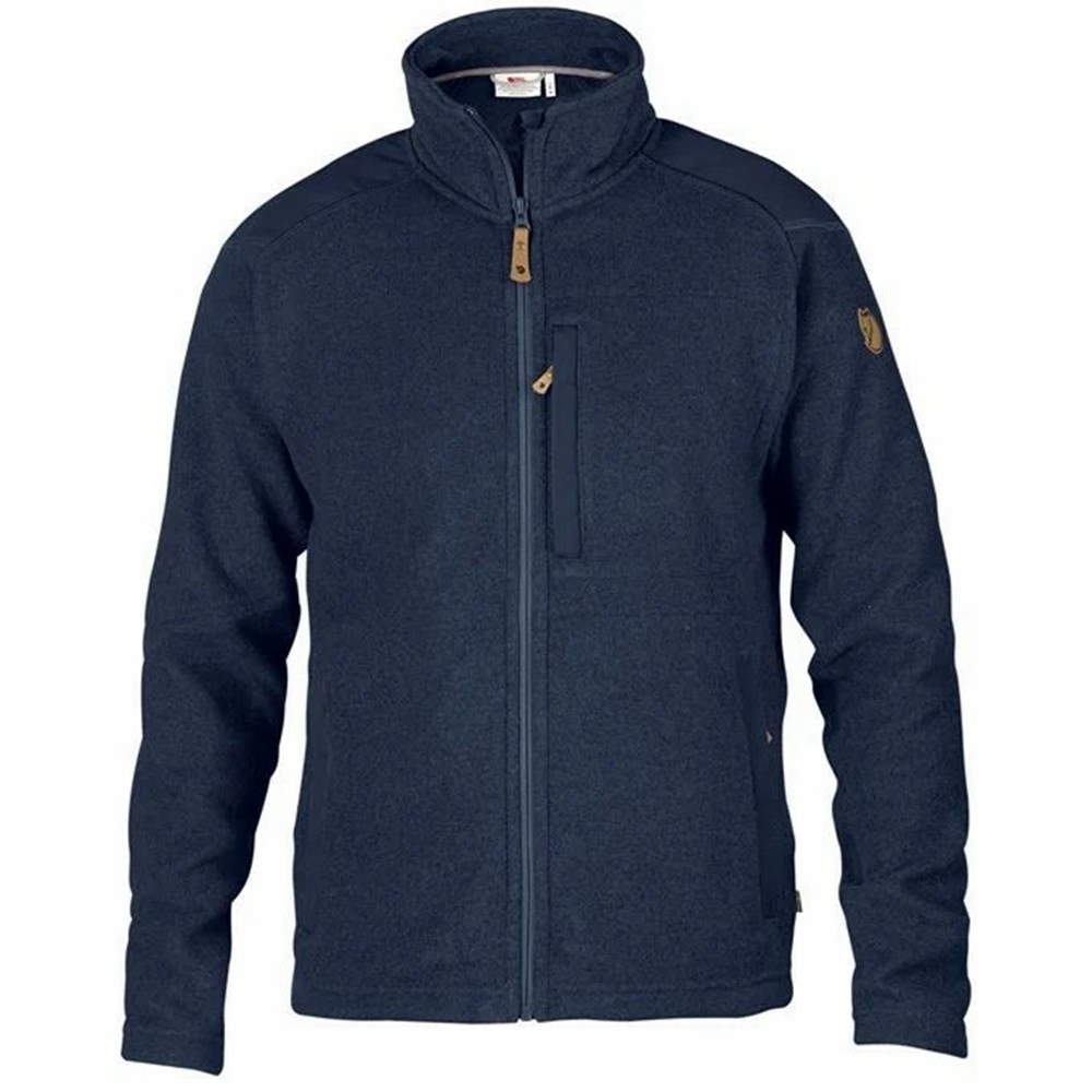 Men\'s Fjällräven Buck Fleece Navy | 6347KJIFE