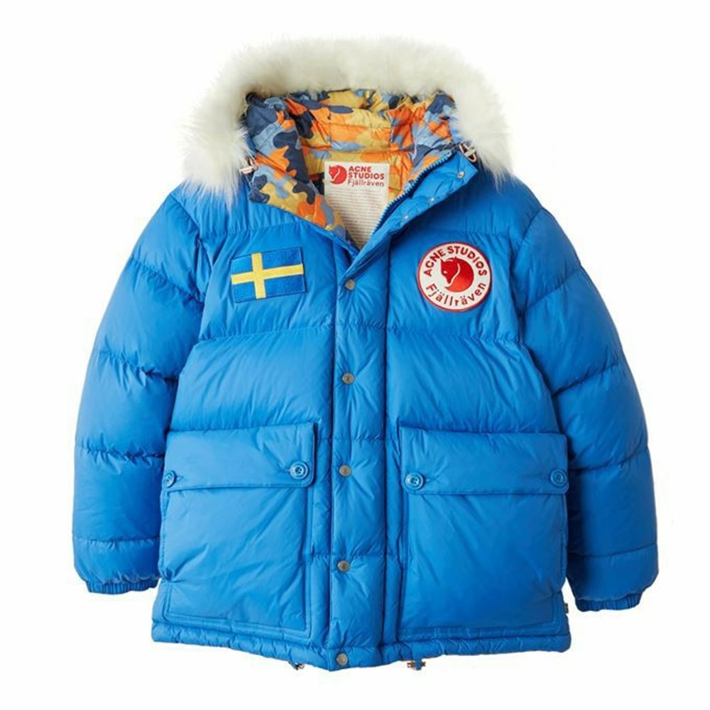 Men\'s Fjällräven Expedition Down Jackets Blue | 8045UILQH