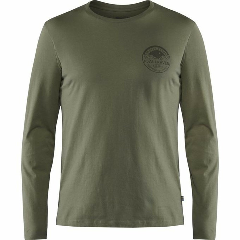 Men\'s Fjällräven Forever Nature Badge T Shirts Green | 3925PNGQI