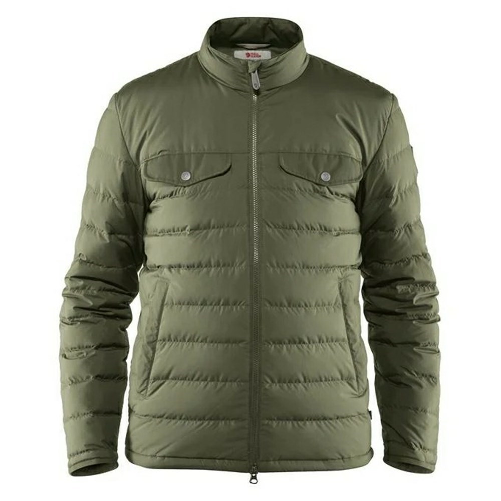 Men\'s Fjällräven Greenland Down Jackets Green | 8295YZUVM