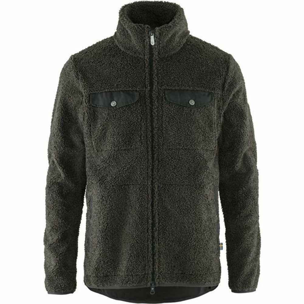 Men\'s Fjällräven Greenland Fleece Dark Grey | 0782BZFRO