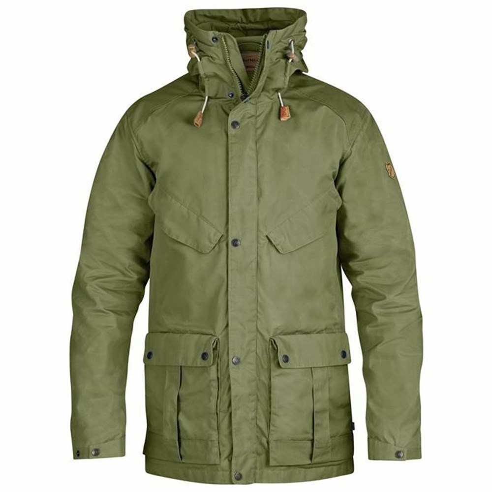 Men\'s Fjällräven Greenland Hunting Jacket Green | 1895YATGQ