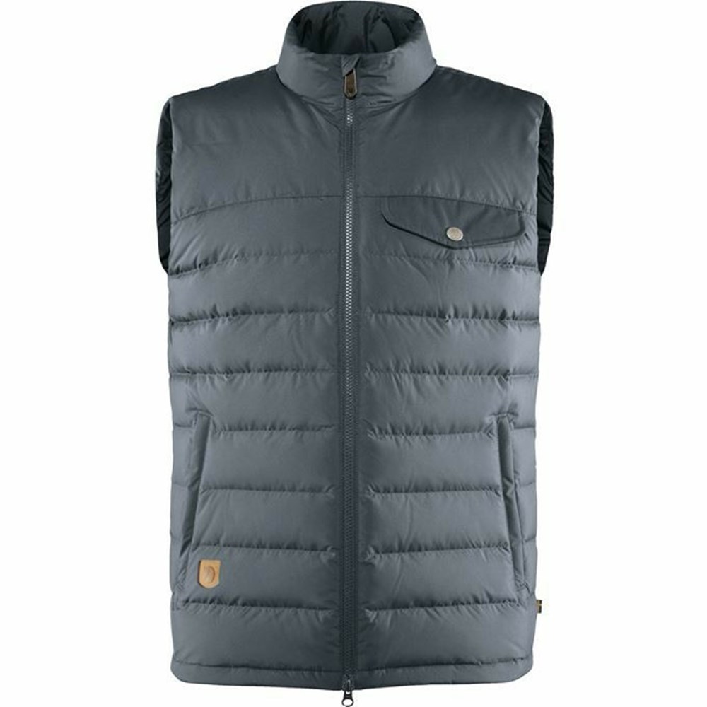 Men\'s Fjällräven Greenland Vest Blue | 5312UIWFC