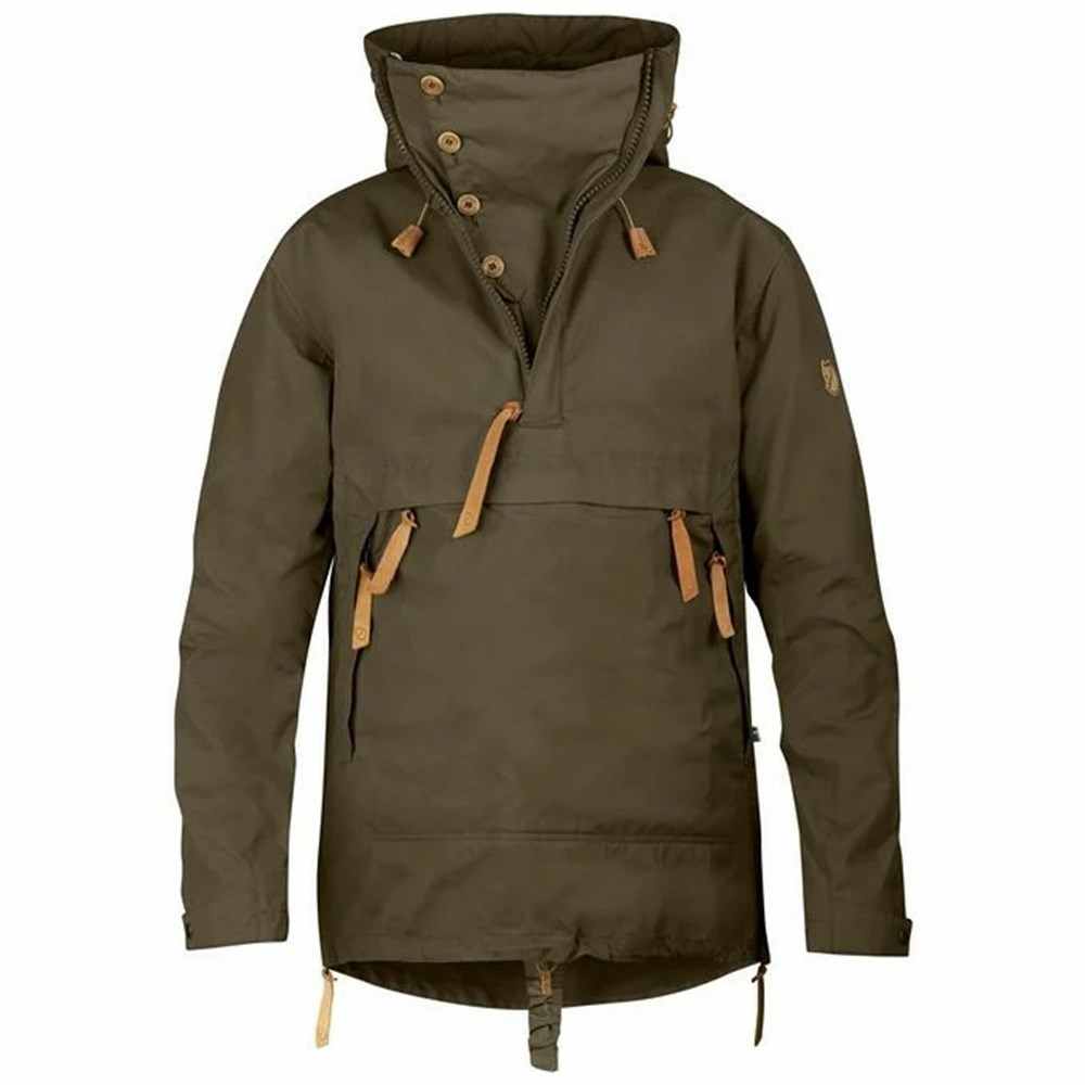 Men\'s Fjällräven High Coast Anorak Dark Olive | 0851XZJYB