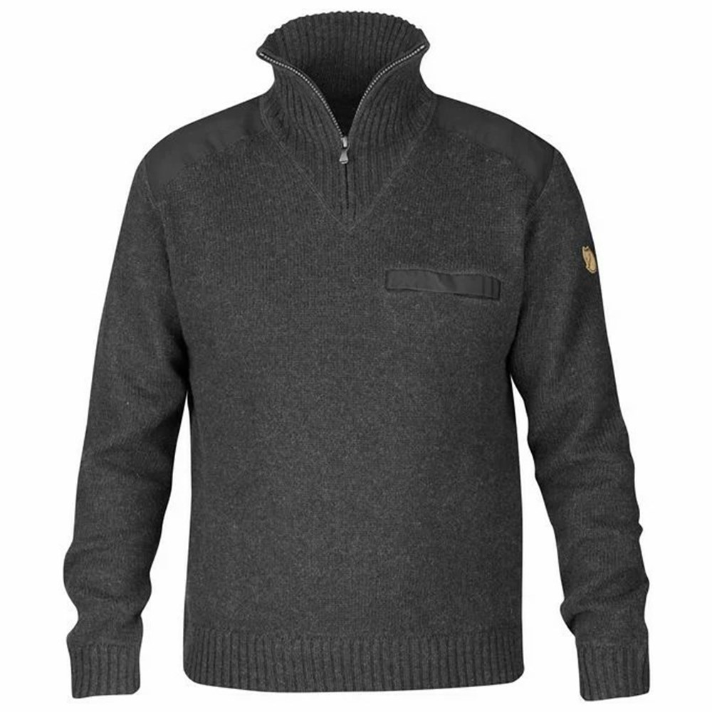 Men\'s Fjällräven Koster Sweater Dark Grey | 7625JHPBY