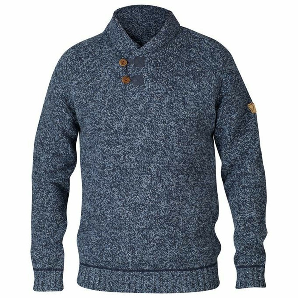 Men\'s Fjällräven Lada Sweater Navy | 4862MTBCJ