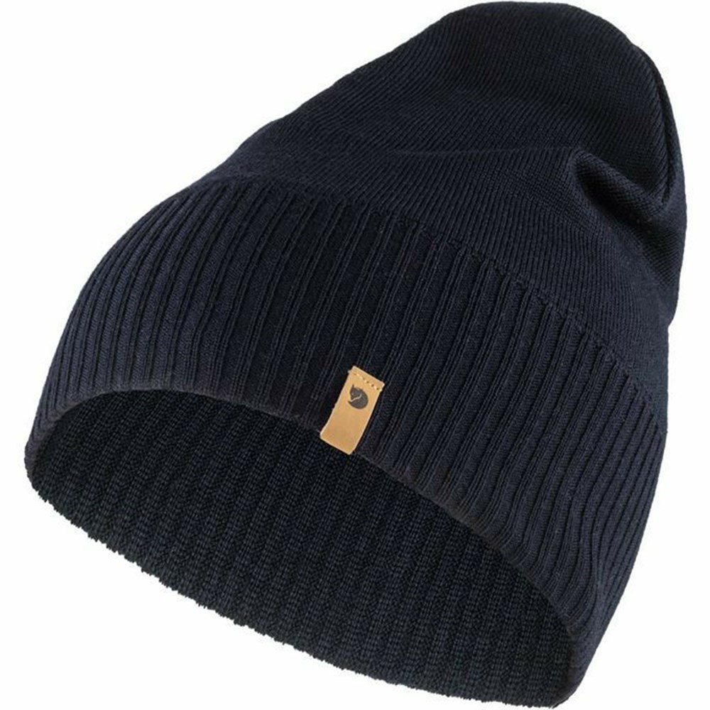 Men\'s Fjällräven Merino Beanies Navy | 3280XSKLO