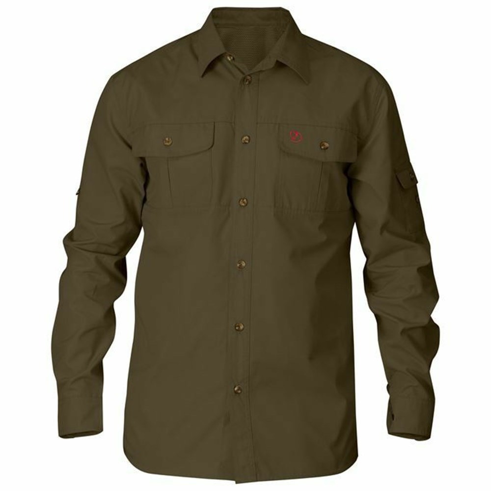 Men\'s Fjällräven Singi Shirts Dark Olive | 1704SLATD