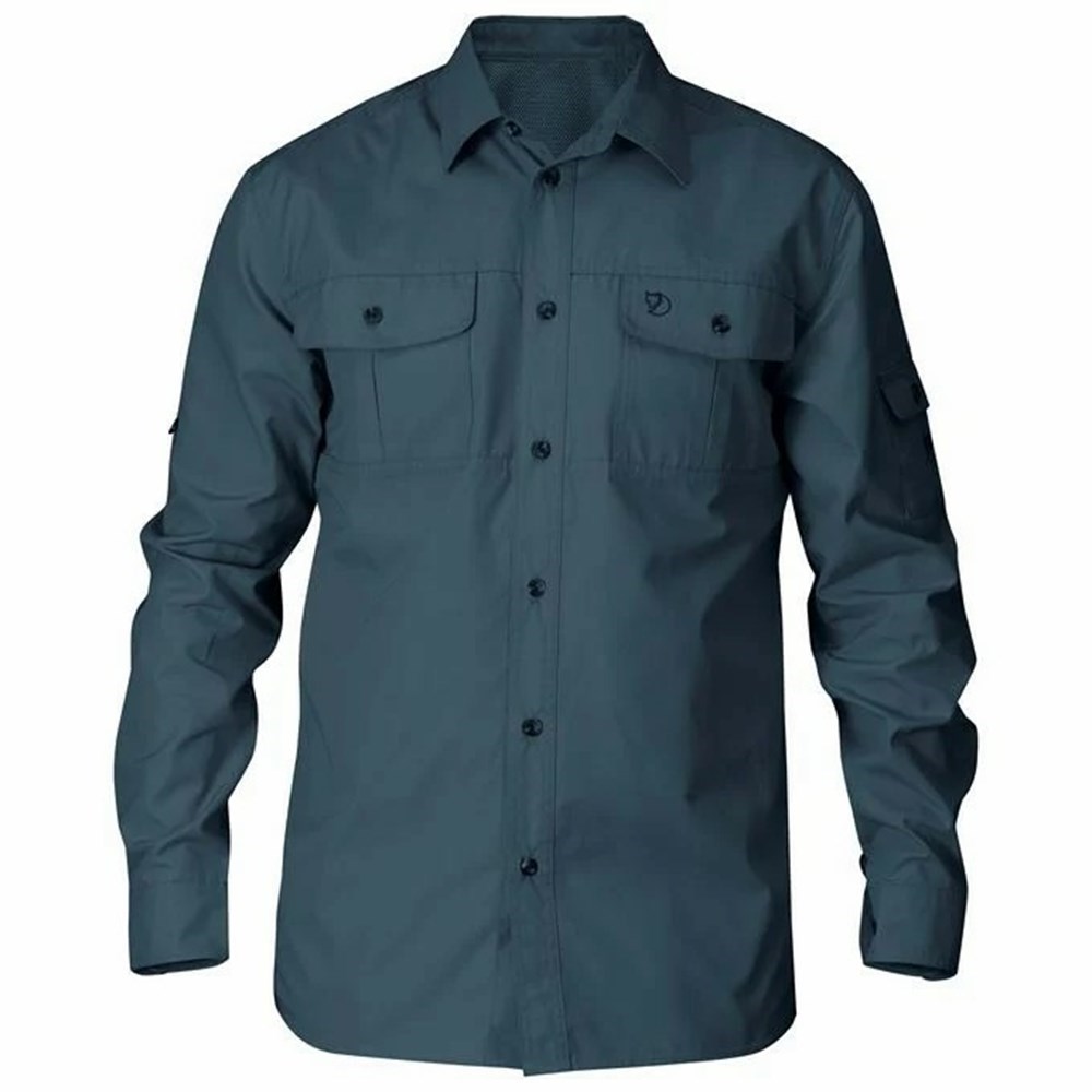 Men\'s Fjällräven Singi Shirts Navy | 7601DGNXO