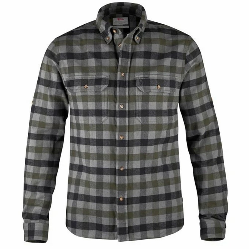 Men\'s Fjällräven Skog Shirts Black | 5871COVSL