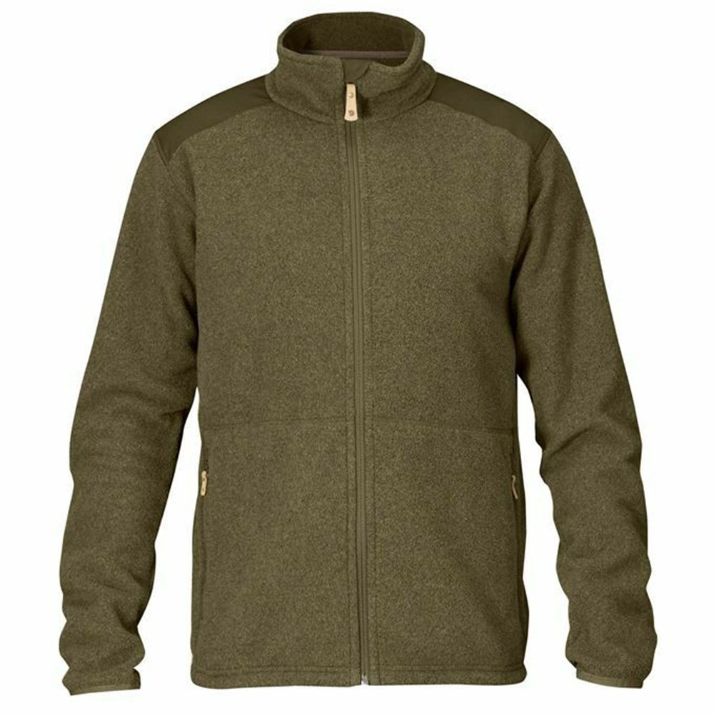 Men\'s Fjällräven Sten Fleece Dark Olive | 0213ENZMX