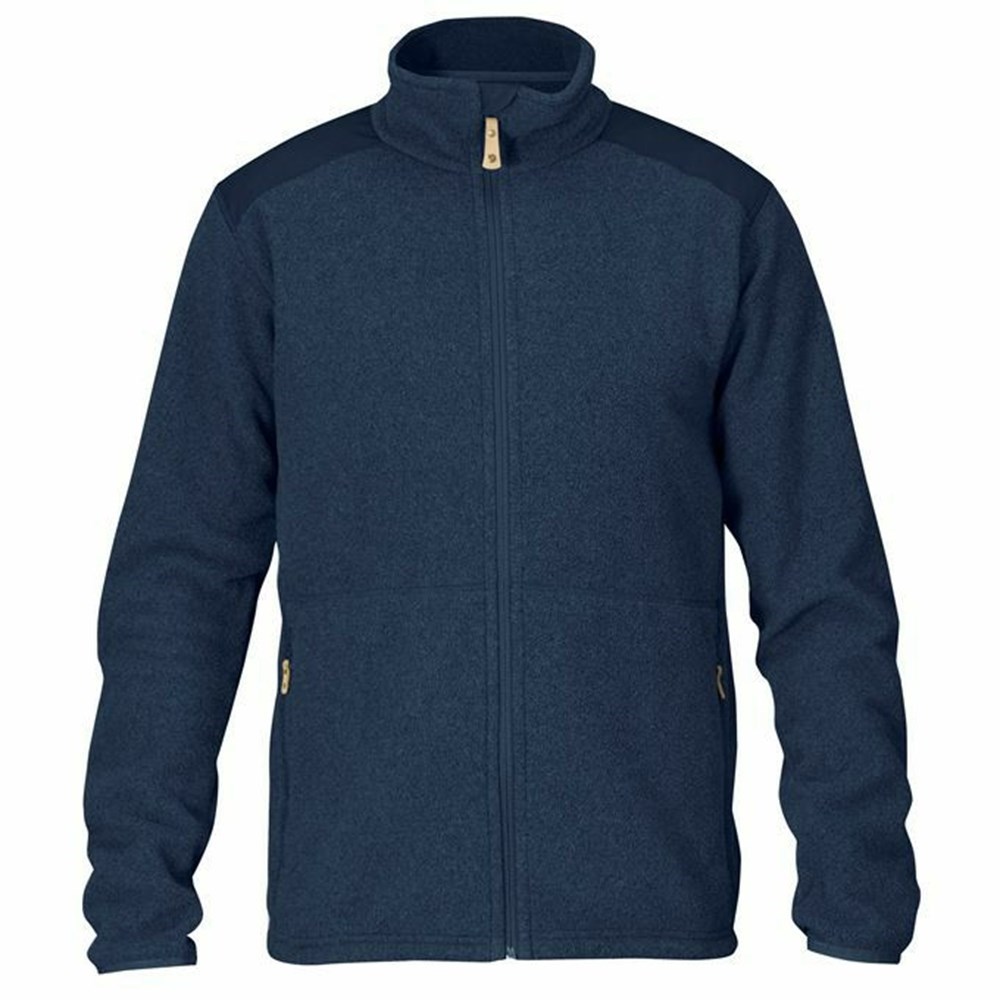 Men\'s Fjällräven Sten Fleece Navy | 2948IPQKW