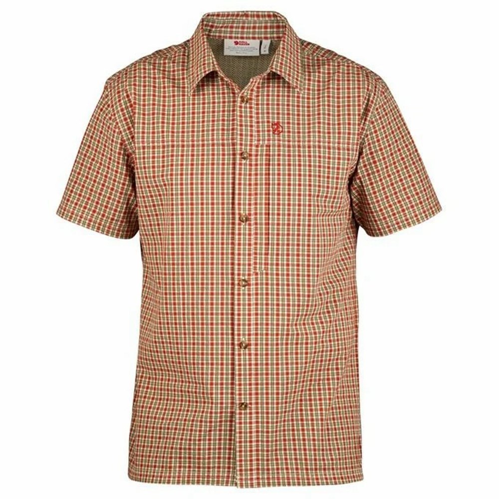 Men\'s Fjällräven Svante Seersucker Shirts Red | 2915JCADH