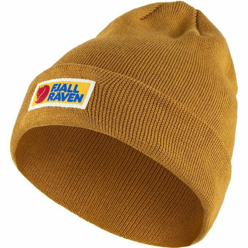 Men\'s Fjällräven Vardag Beanies Yellow | 8123GJEBC