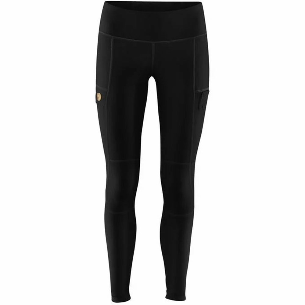 Women\'s Fjällräven Abisko Trekking Tights Black | 8372GYCJU