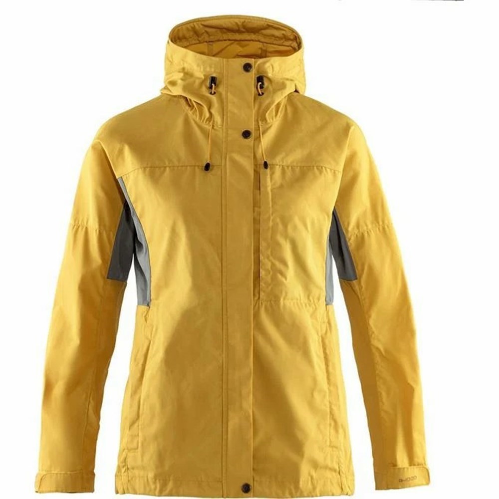 Women\'s Fjällräven Kaipak Wind Jacket Yellow | 5281QEUDT